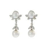 14KT White Gold South Sea Pearl and Diamond Drop Earrings