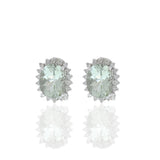 14KT White Gold Green Amethyst And Diamond Earrings