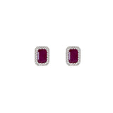 14KT White Gold Ruby And Diamond Earrings