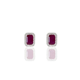 14KT White Gold Ruby And Diamond Earrings