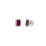 14KT White Gold Ruby And Diamond Earrings