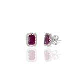 14KT White Gold Ruby And Diamond Earrings