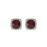 14KT White Gold Red Garnet And Diamond Earrings