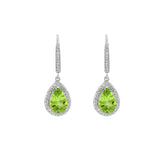 14KT White Gold Peridot And Diamond Drop Earrings