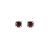 14KT White Gold Red Garnet And Diamond Earrings