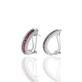 14KT White Gold Ruby And Diamond Huggie Earrings