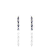 14KT White Gold Sapphire And Diamond Huggie Earring