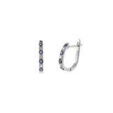 14KT White Gold Sapphire And Diamond Huggie Earring