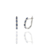 14KT White Gold Sapphire And Diamond Huggie Earring