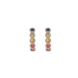 14KT Rose Gold Multi Color Sapphire And Diamond Huggie Earrings