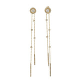 14KT Yellow Gold Diamond Cluster Drop Chain Earrings