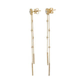 14KT Yellow Gold Diamond Cluster Drop Chain Earrings