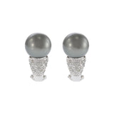 14KT White Gold Tahitian South Sea Pearl and Diamond Huggie Earrings