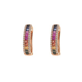 14KT Rose Gold Multi-Colored Sapphire and Diamond Earrings