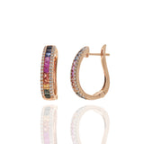 14KT Rose Gold Multi-Colored Sapphire and Diamond Earrings