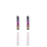 14KT Multi Color Sapphire And Diamond Huggie Earrings