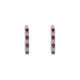 14KT White Gold Ruby and Diamond Huggie Earrings