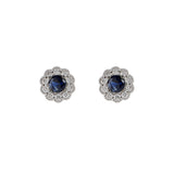 14KT White Gold Blue Sapphire And Diamond Earrings