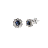 14KT White Gold Blue Sapphire And Diamond Earrings