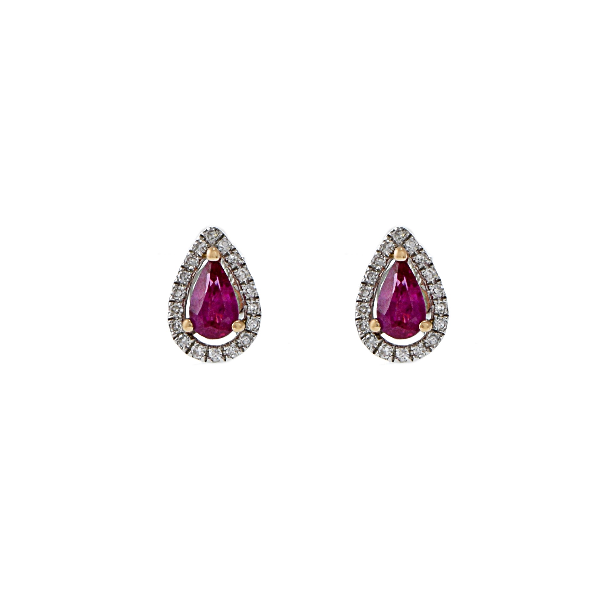 14KT White Gold Ruby And Diamond Earrings