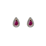 14KT White Gold Ruby And Diamond Earrings