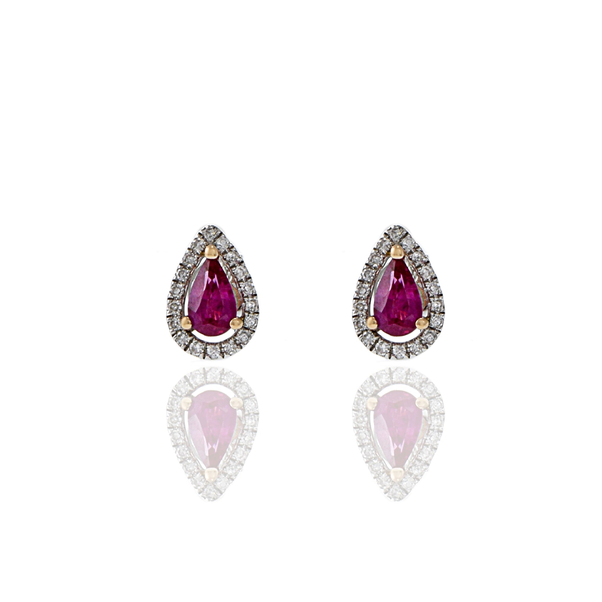 14KT White Gold Ruby And Diamond Earrings
