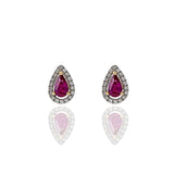 14KT White Gold Ruby And Diamond Earrings