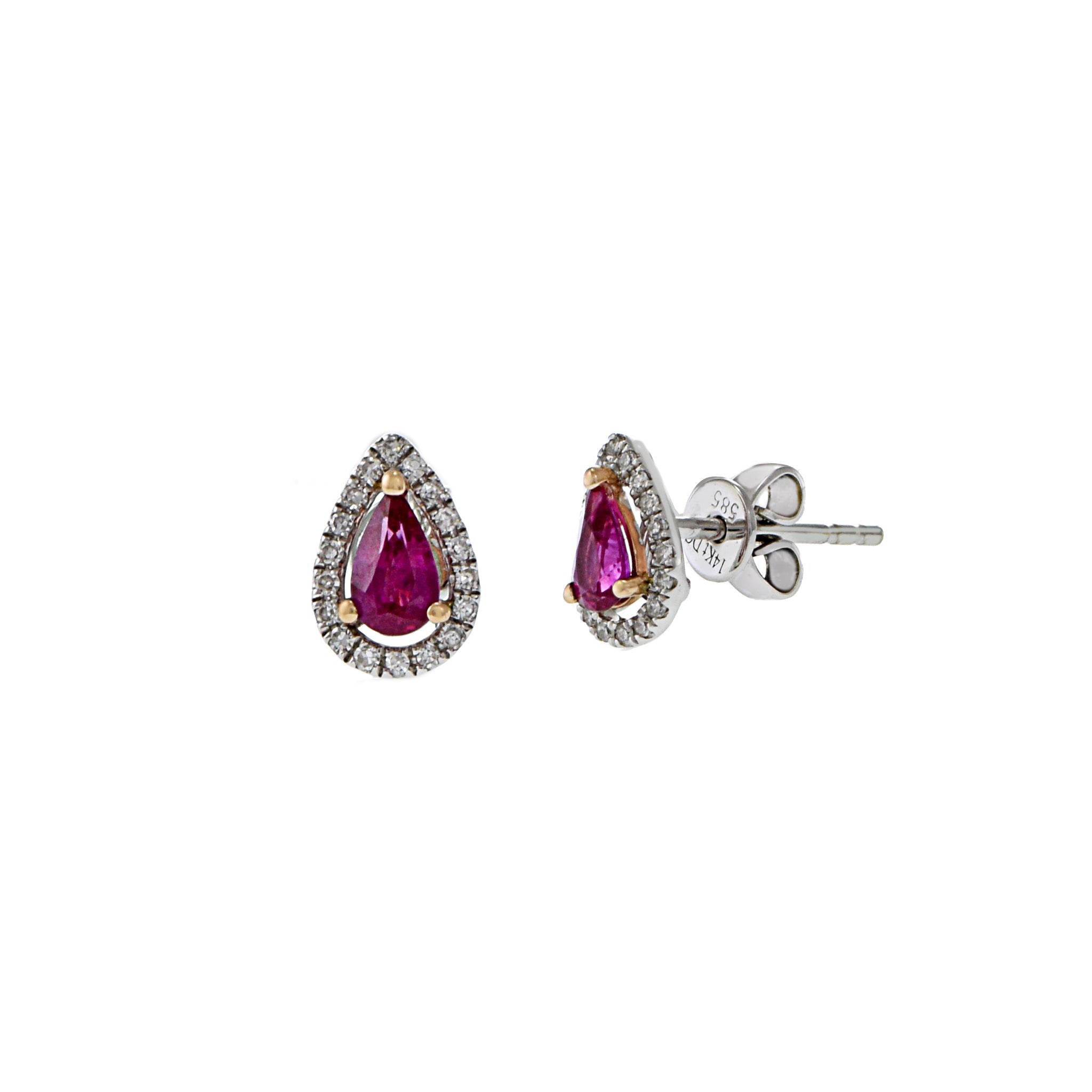 14KT White Gold Ruby And Diamond Earrings