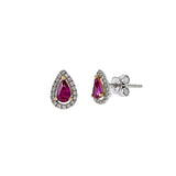 14KT White Gold Ruby And Diamond Earrings