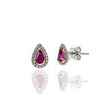 14KT White Gold Ruby And Diamond Earrings