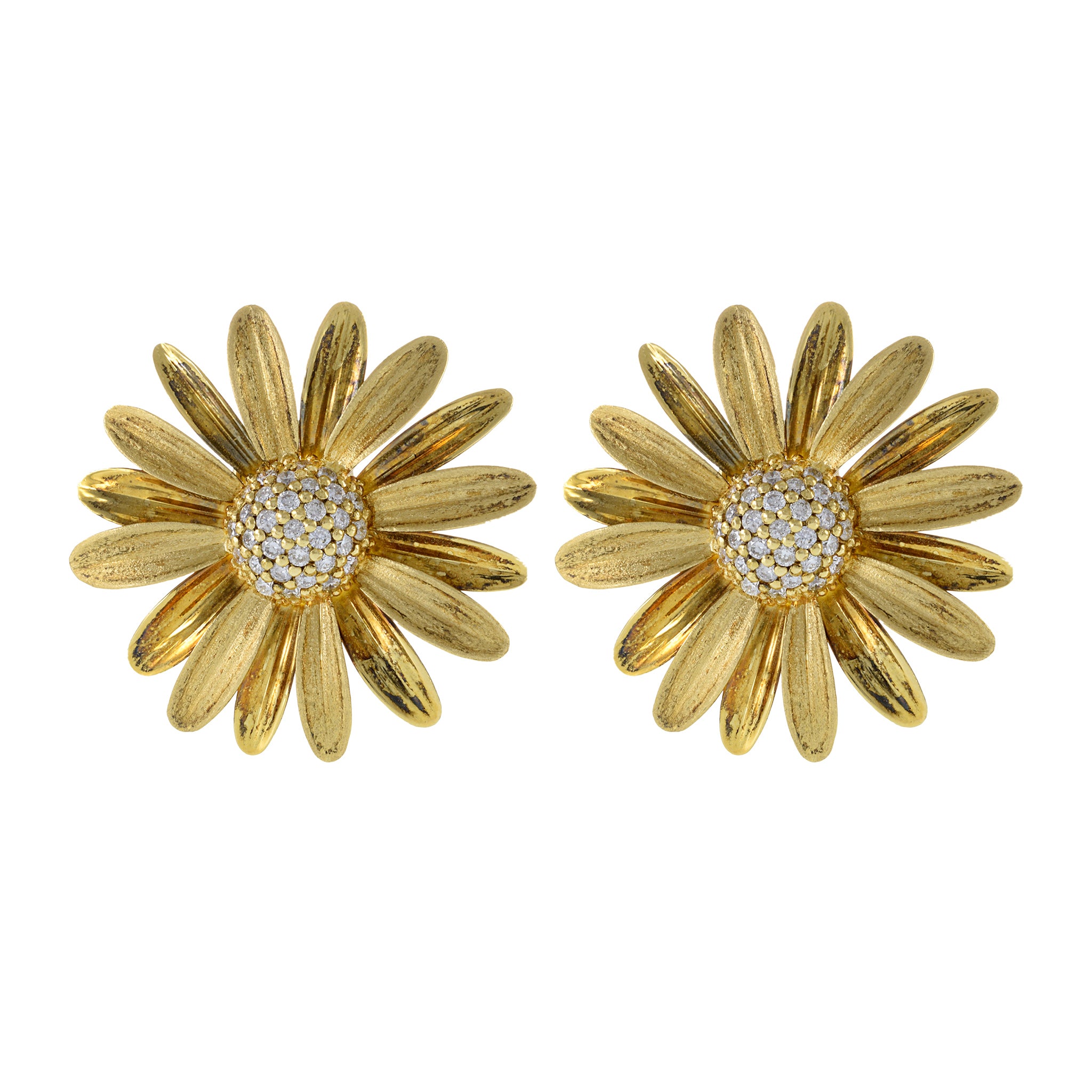 Solid Gold Diamond Flower sold Earrings / Tiny Daisy Studs / 9k 14k or 18k