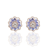 14KT Rose Gold Blue Tanzanite And Diamond Flower Earrings