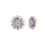 14KT Rose Gold Blue Tanzanite And Diamond Flower Earrings