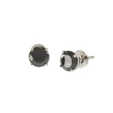 14KT White Gold Round Cut Black Diamond Stud Earrings - 2.48 CT