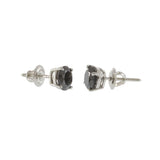 14KT White Gold Round Cut Black Diamond Stud Earrings - 2.48 CT