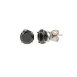 14KT White Gold Round Cut Black Diamond Stud Earrings – 2.98CT-TW
