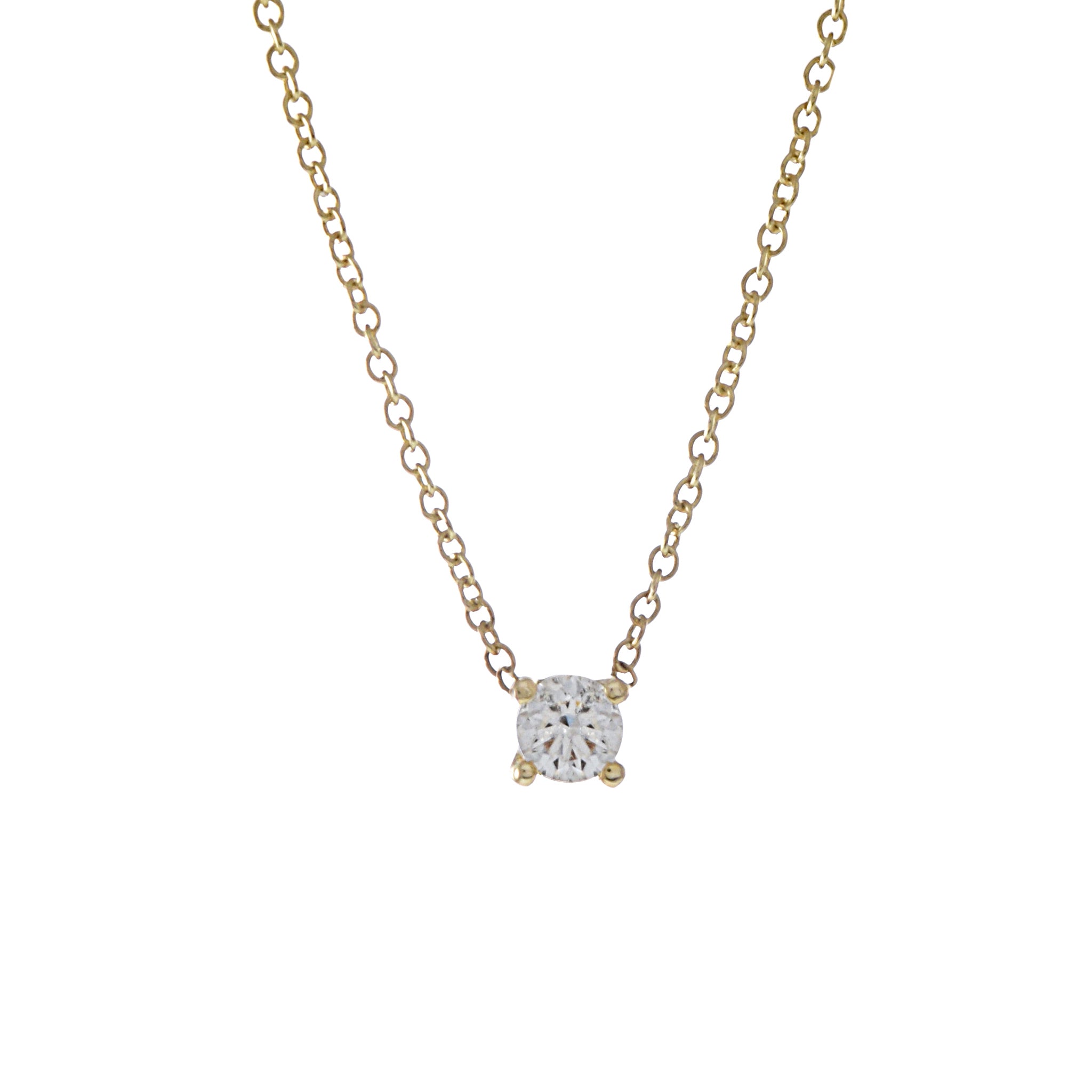 14KT Yellow Gold 0.15CT Round Brilliant Cut Diamond Necklace