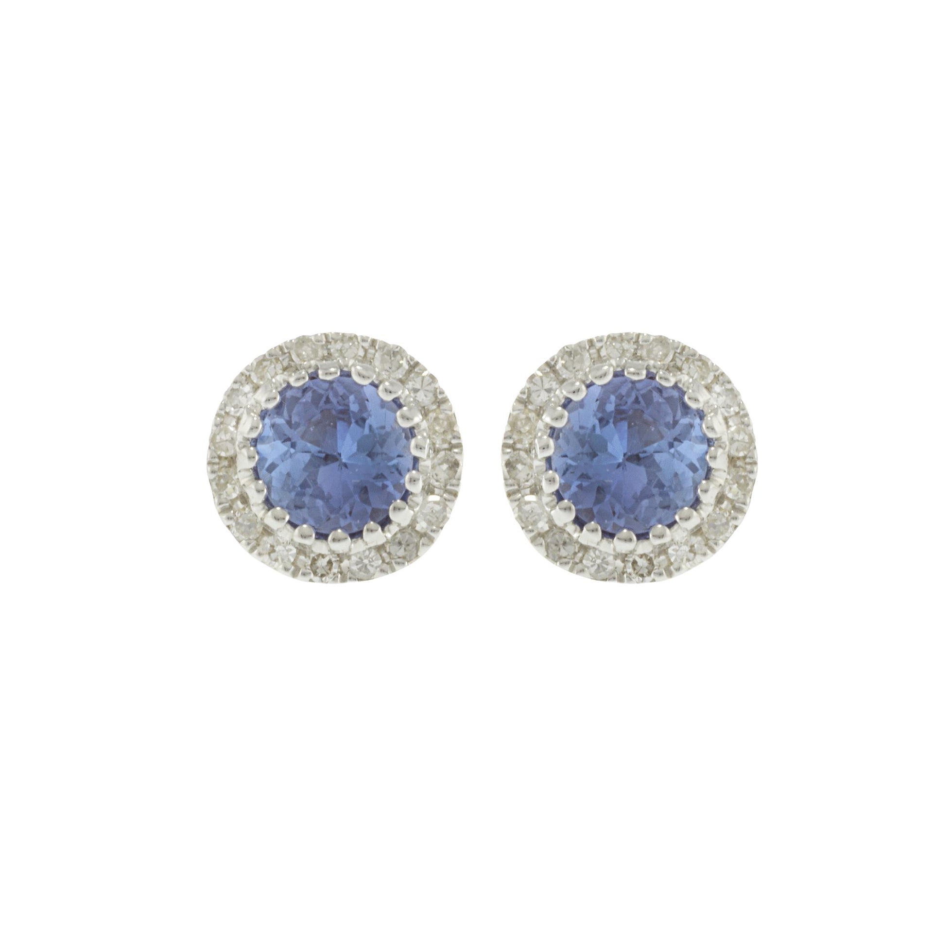 14KT White Gold Tanzanite and Diamond Earrings