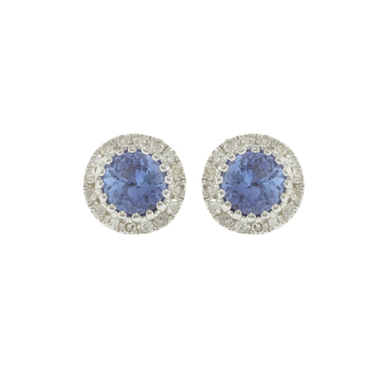 14KT White Gold Tanzanite and Diamond Earrings