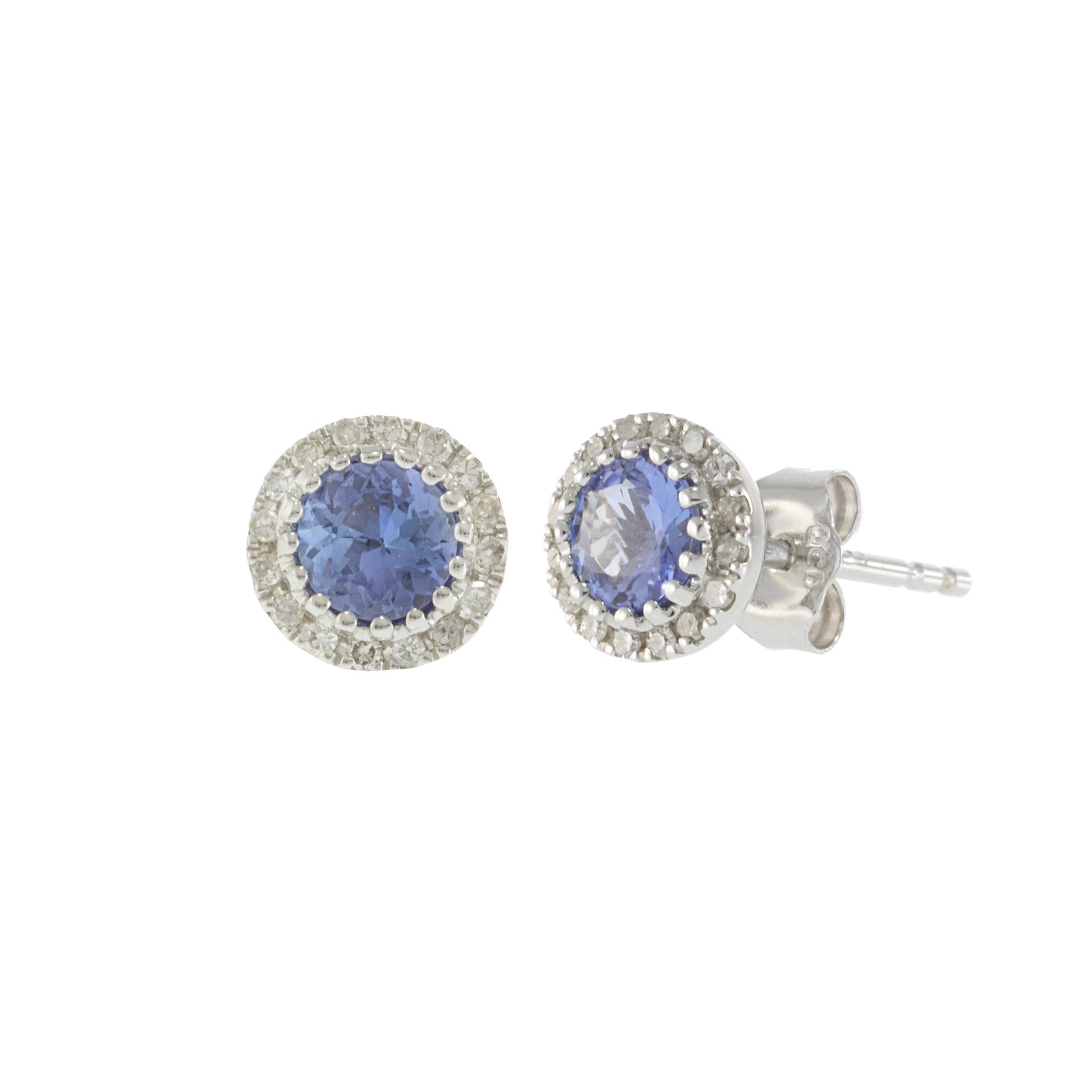 14KT White Gold Tanzanite and Diamond Earrings