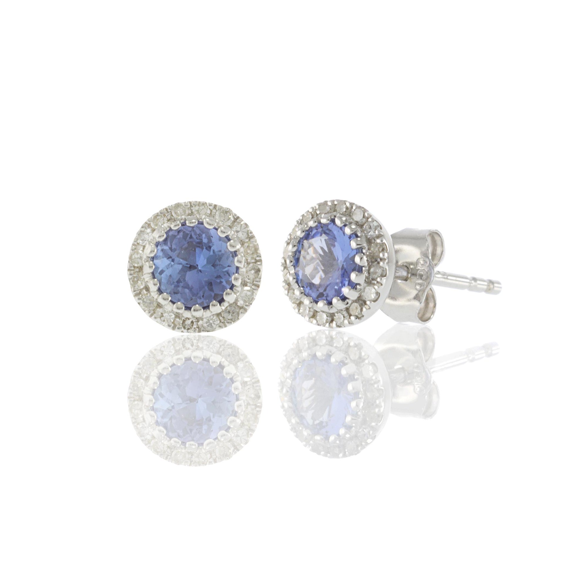 14KT White Gold Tanzanite and Diamond Earrings