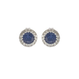 14KT White Gold Blue Sapphire and Diamond Earrings