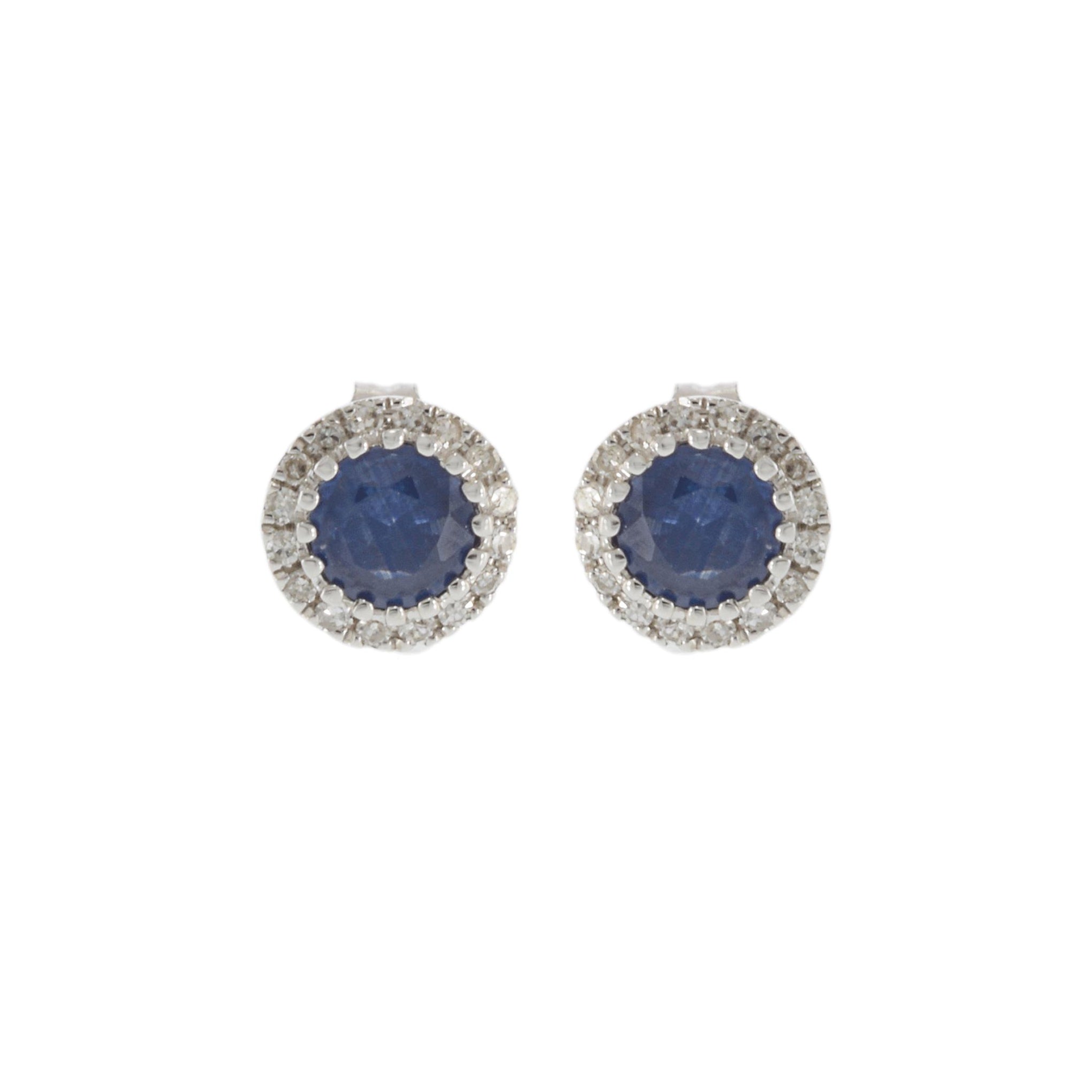 14KT White Gold Blue Sapphire and Diamond Earrings