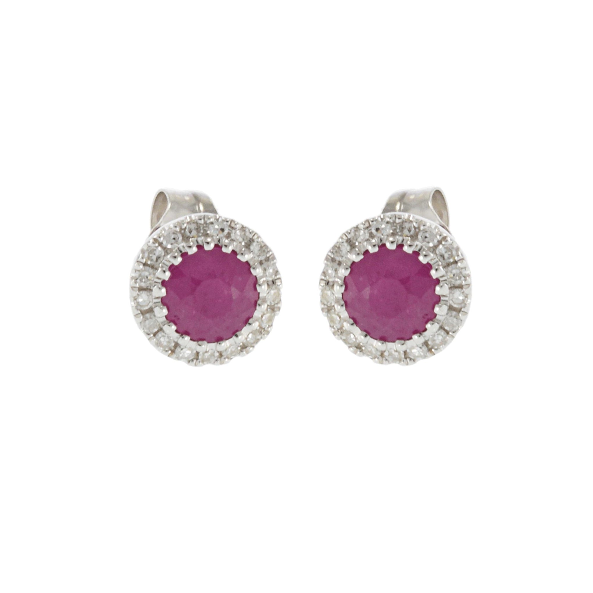 14KT White Gold Ruby and Diamond Earrings