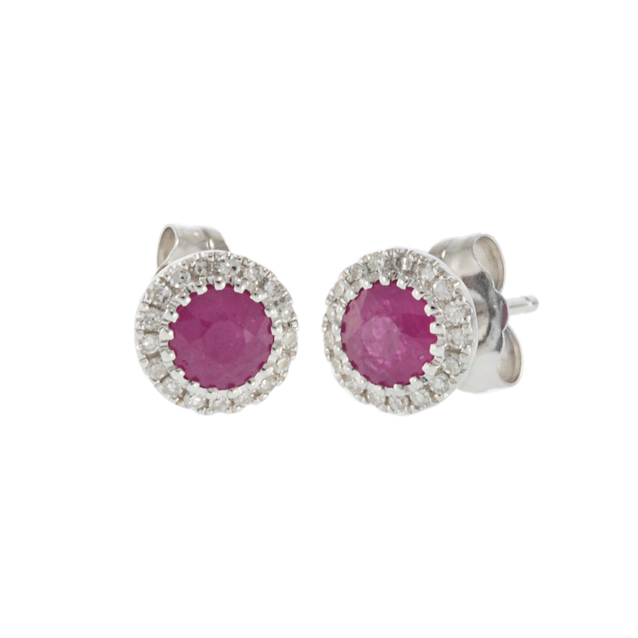 14KT White Gold Ruby and Diamond Earrings