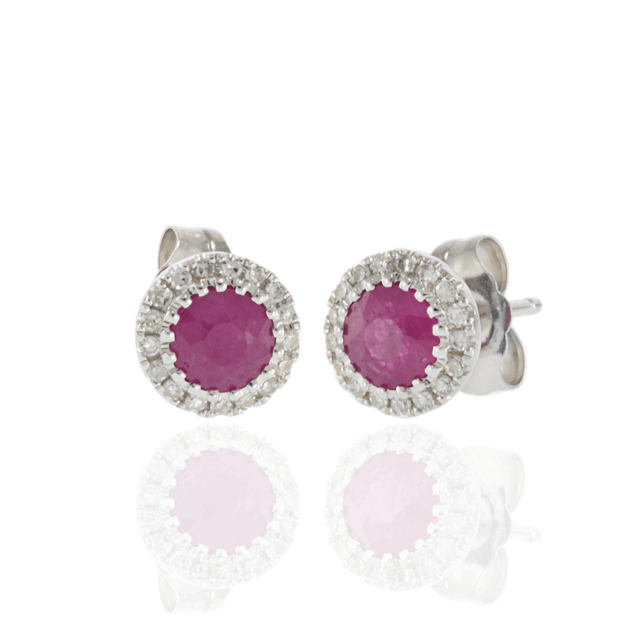 14KT White Gold Ruby and Diamond Earrings