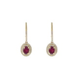 14KT Yellow Gold Ruby and Diamond Drop Earrings