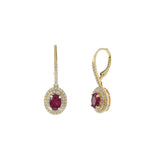 14KT Yellow Gold Ruby and Diamond Drop Earrings