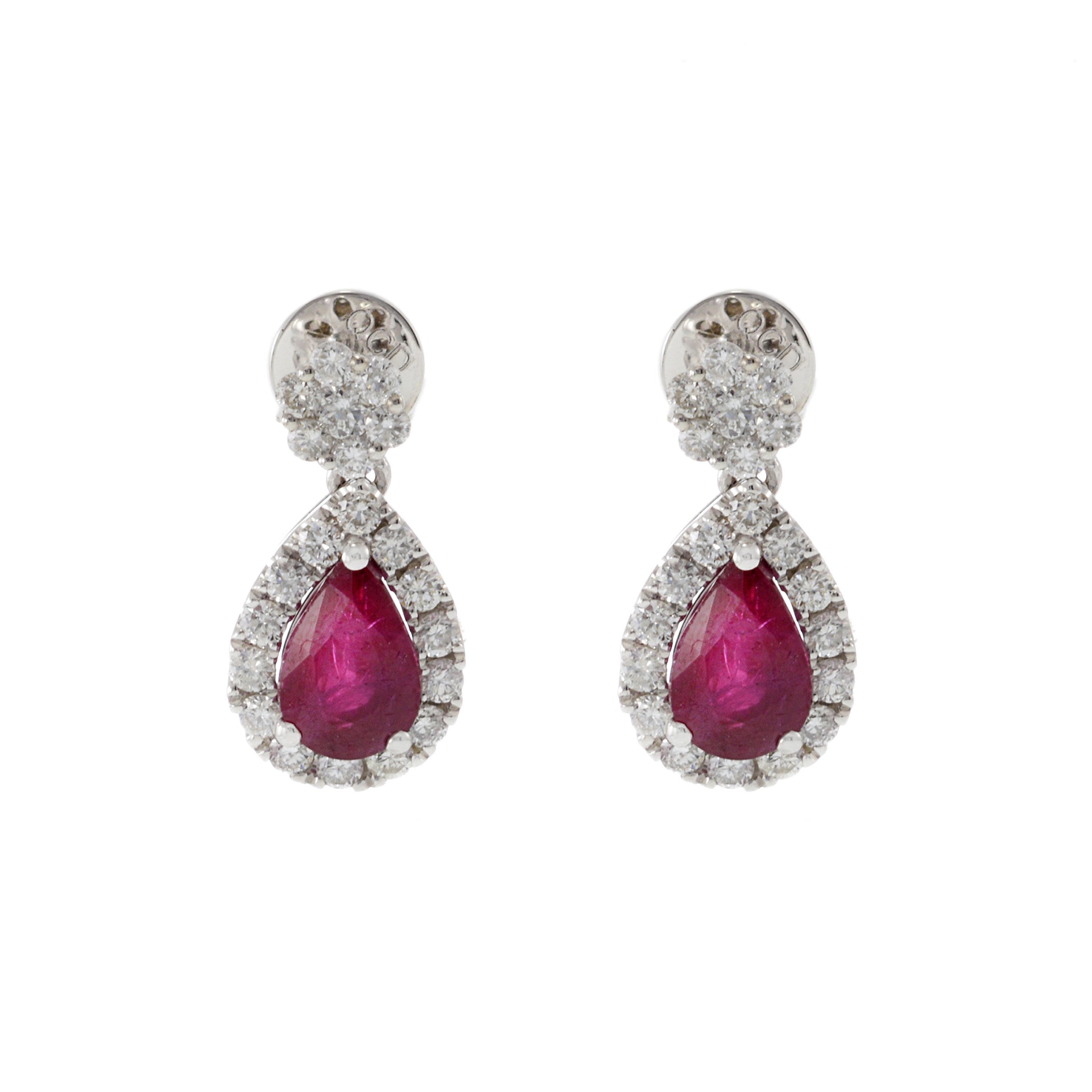 14KT White Gold Ruby and Diamond Earrings