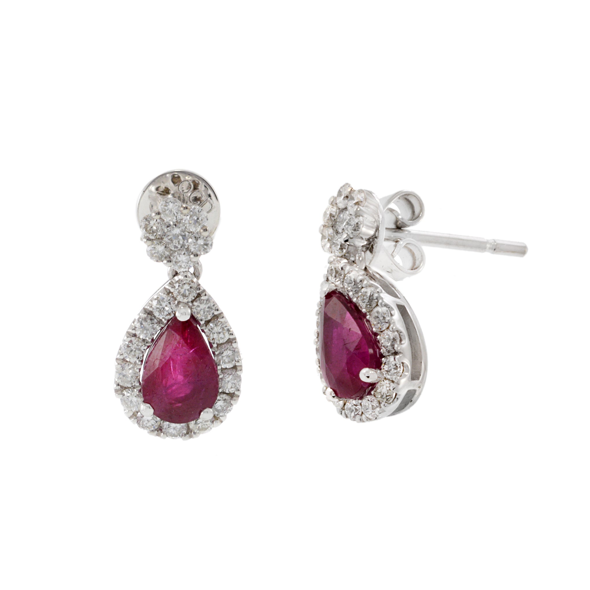 14KT White Gold Ruby and Diamond Earrings